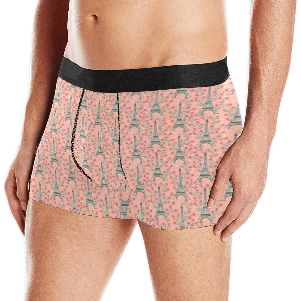 Eiffel Tower Flower Pattern Design 03 Men’S All Over Print Boxer Briefs Men’S Underwear