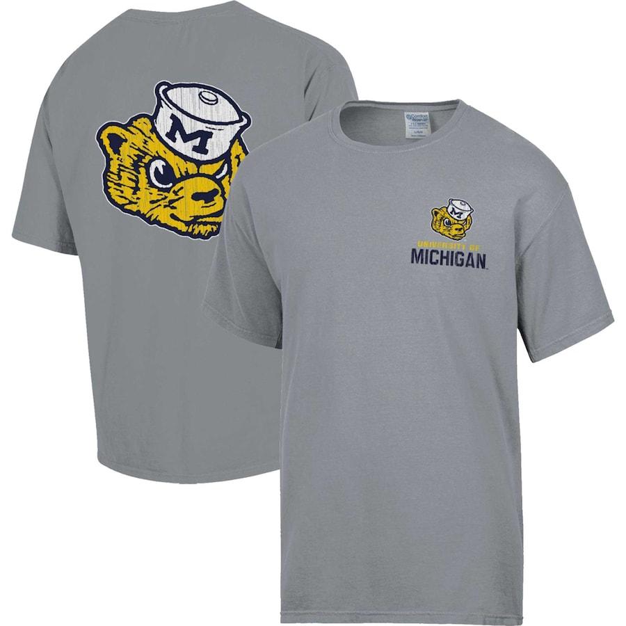 Michigan Wolverines Comfort Wash Vintage Logo T-Shirt for MW Fans Size S-4XL Unisex 100% Cotton Crew Neck Fan Gifts Bootleg Sweater