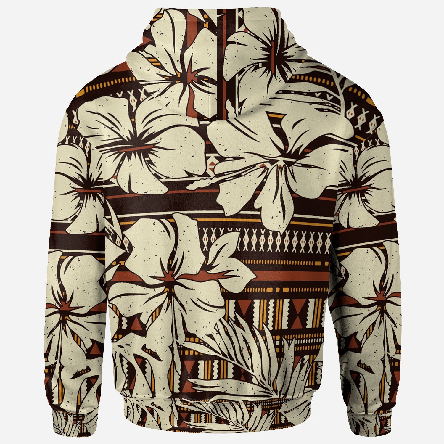 Polynesian Hoodie - Hibiscus Flower Tribal Fabric Wallpaper - SewingCode