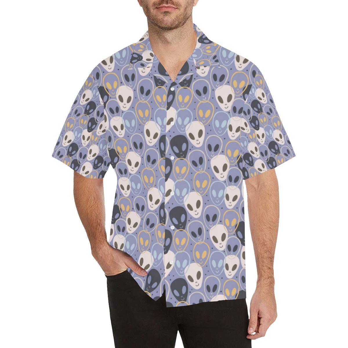 Alien Pattern Print Design 05 Mens All Over Print Hawaiian Shirt (Model T58)