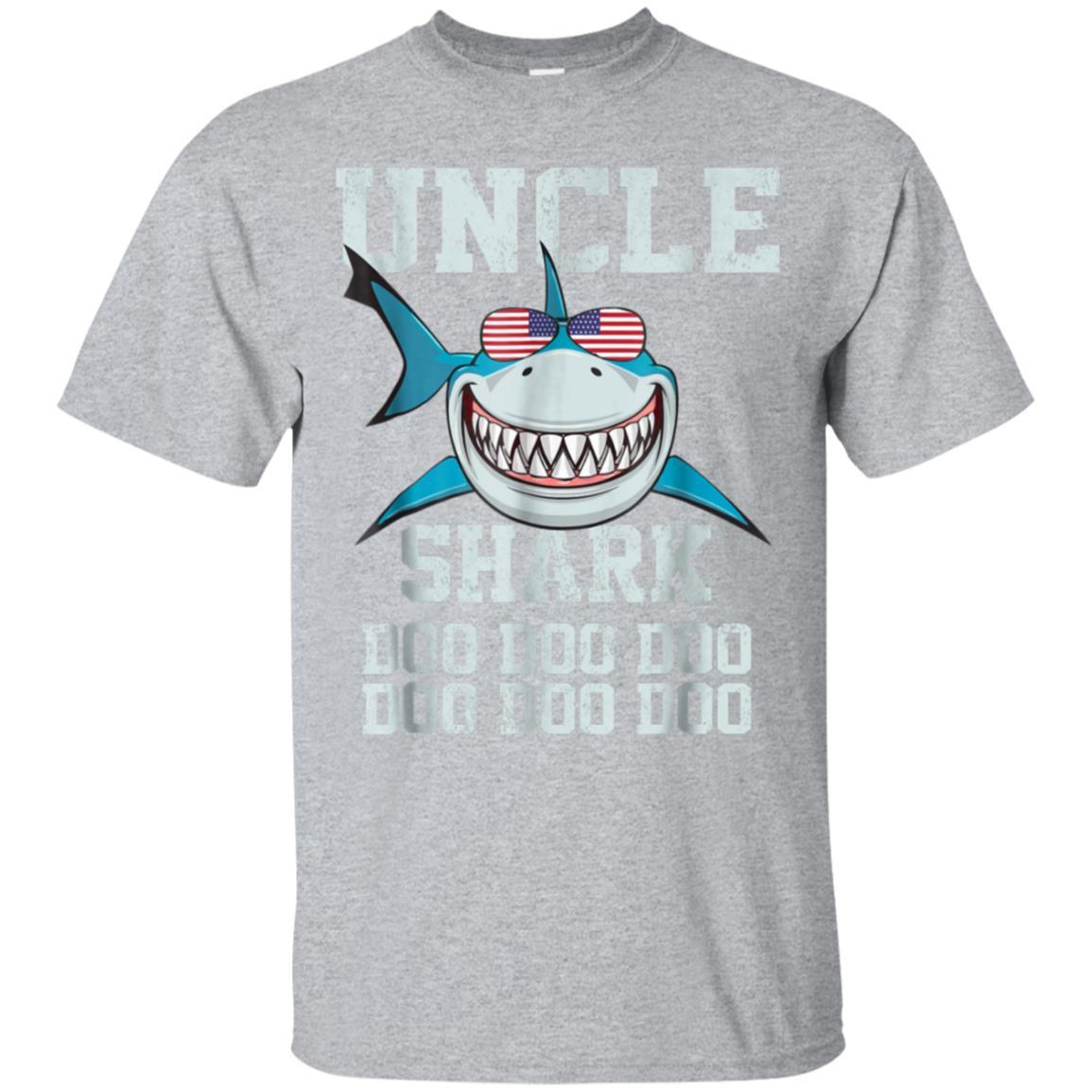 Uncle Shark Shirt  Doo Doo American Flag Fathers Day Gift