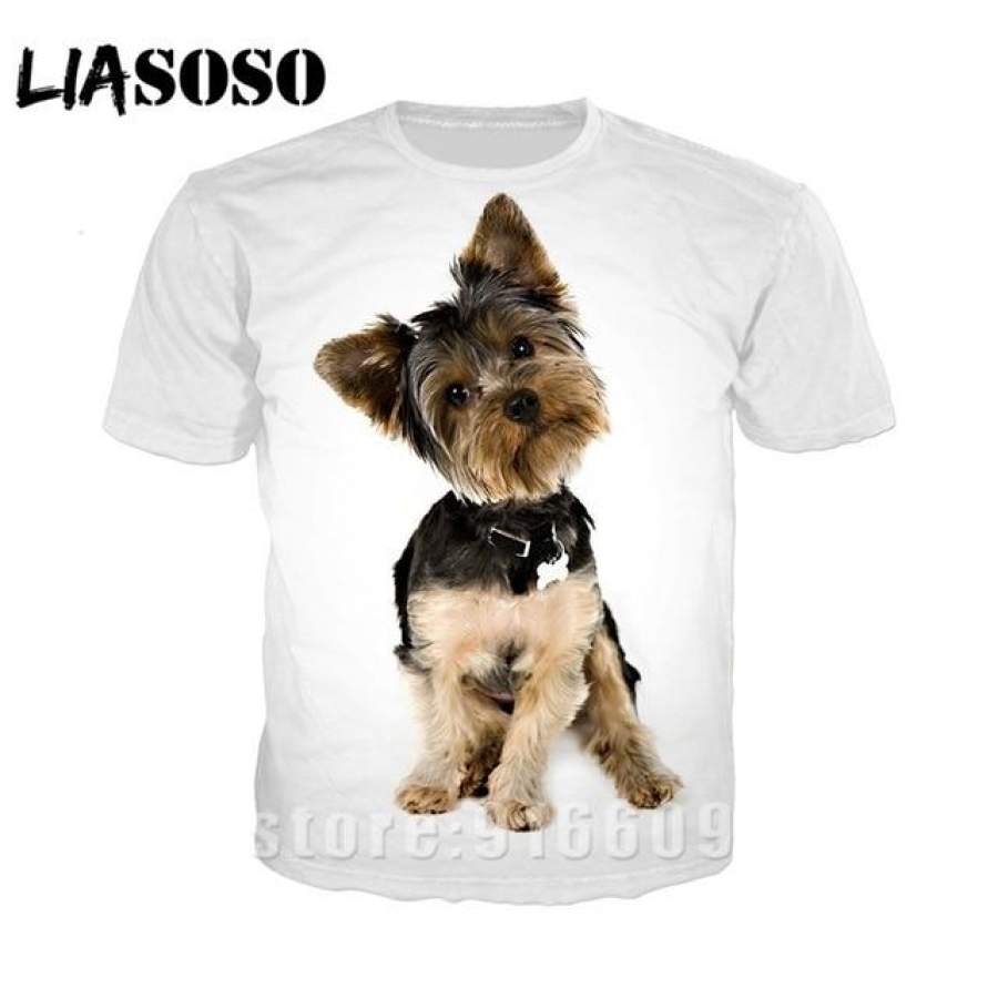 Fashion t-shirt 3D print animal dog Yorkshire Terrier Men women Anime rock streetwear t shirt Harajuku Shirts Short Sleeve
