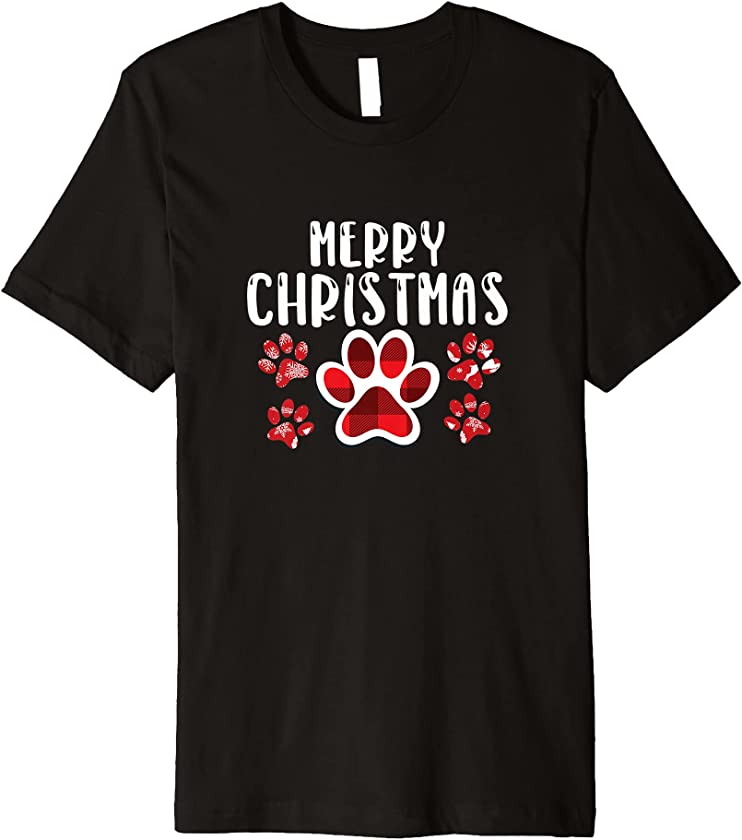 Merry Christmas Funny Puppy Xmas Dog Paw Lover Pet Owner Premium T-Shirt