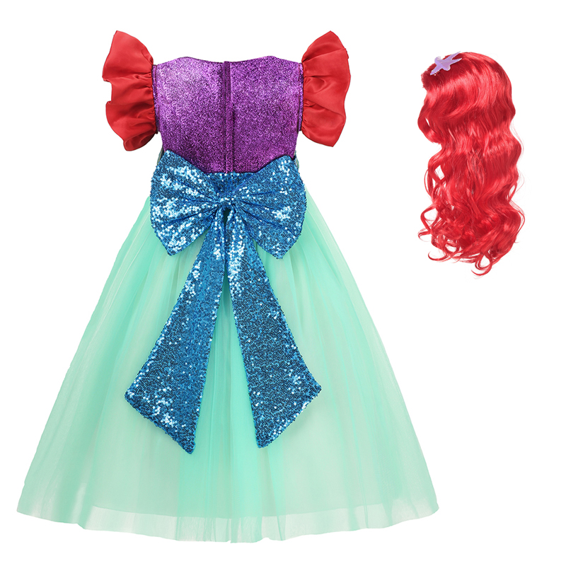 Baby Girl Princess Dress Little Mermaid Halloween Party Cosplay Costume Sequins Fancy Dress up Clothing Children 2-10 Years Old alx