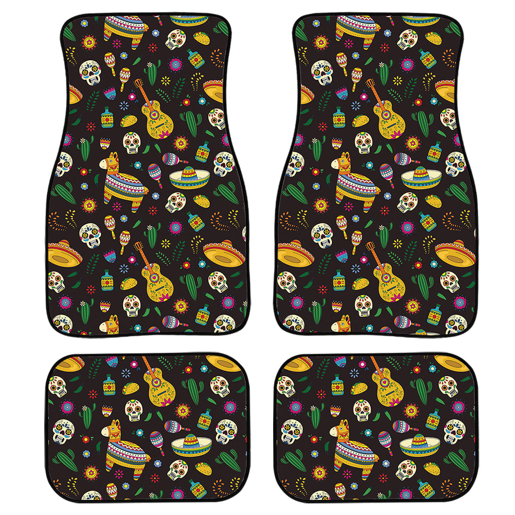 Cartoon Cinco De Mayo Pattern Print Front And Back Car Floor Mats, Front Car Mat