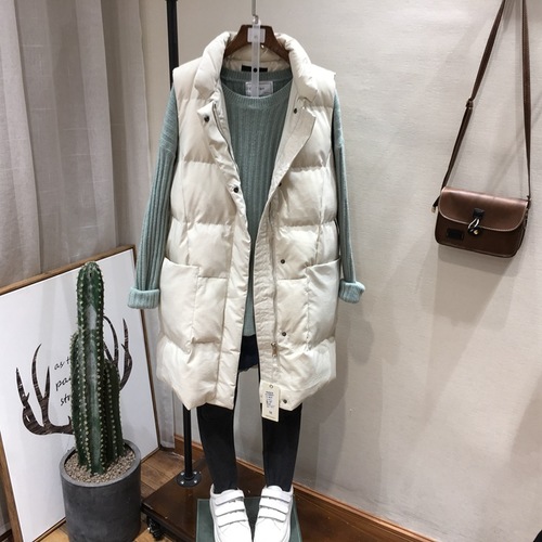 YASUGUOJI New 2022 Fashion Slim Fit Long Vest Women Thicken Cotton Padded Women Winter Vest Sleeveless Jacket Women Waistcoat alx