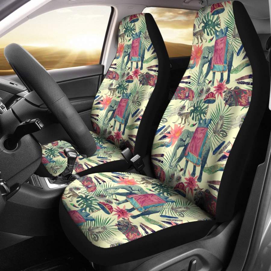 Tropical Elephant Print Universal Fit Car Seat Cover