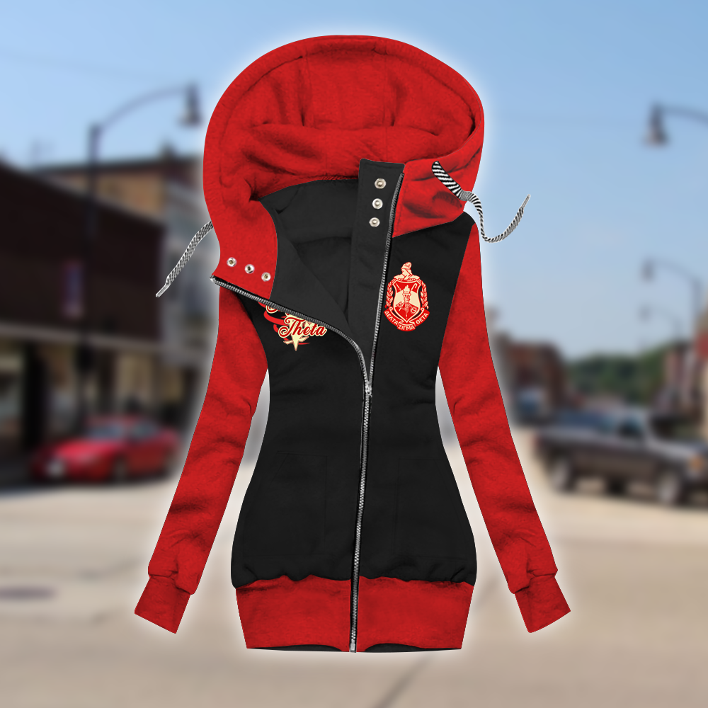 Delta Sigma Theta Fleece Sleeve Zipper Hoodie Outerwear 5