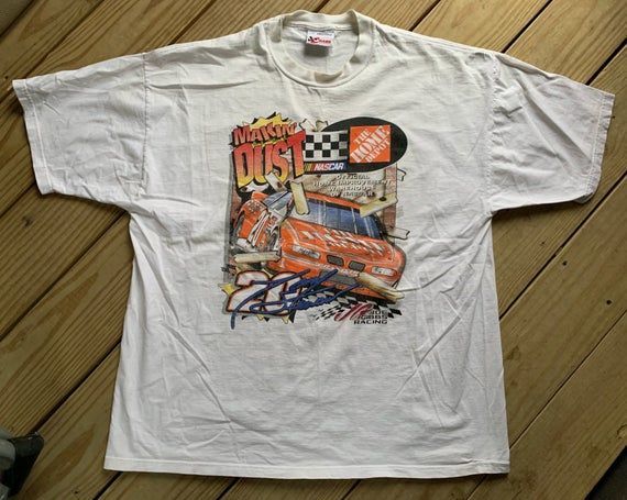 Vintage 90S Nascar Tony Stewart The Home Depot Makin Dust White Shirt