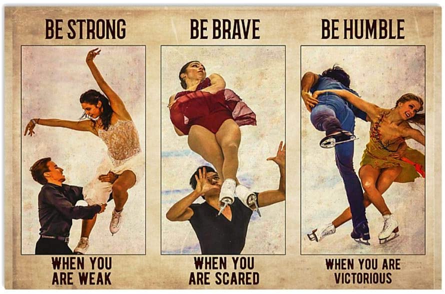 Vintage Figure Skating Be Strong Poster Art Print      Home Decor Gift For Men Women Family Friend On Birthday Xmas