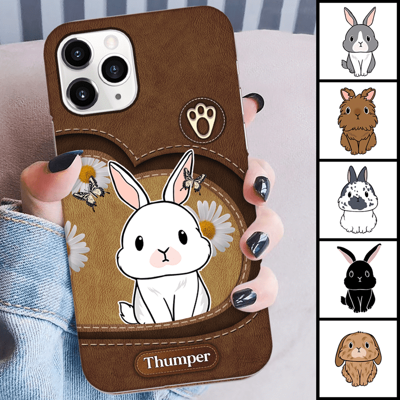 Cute Rabbits Lea Pattern Personalized Phone Case