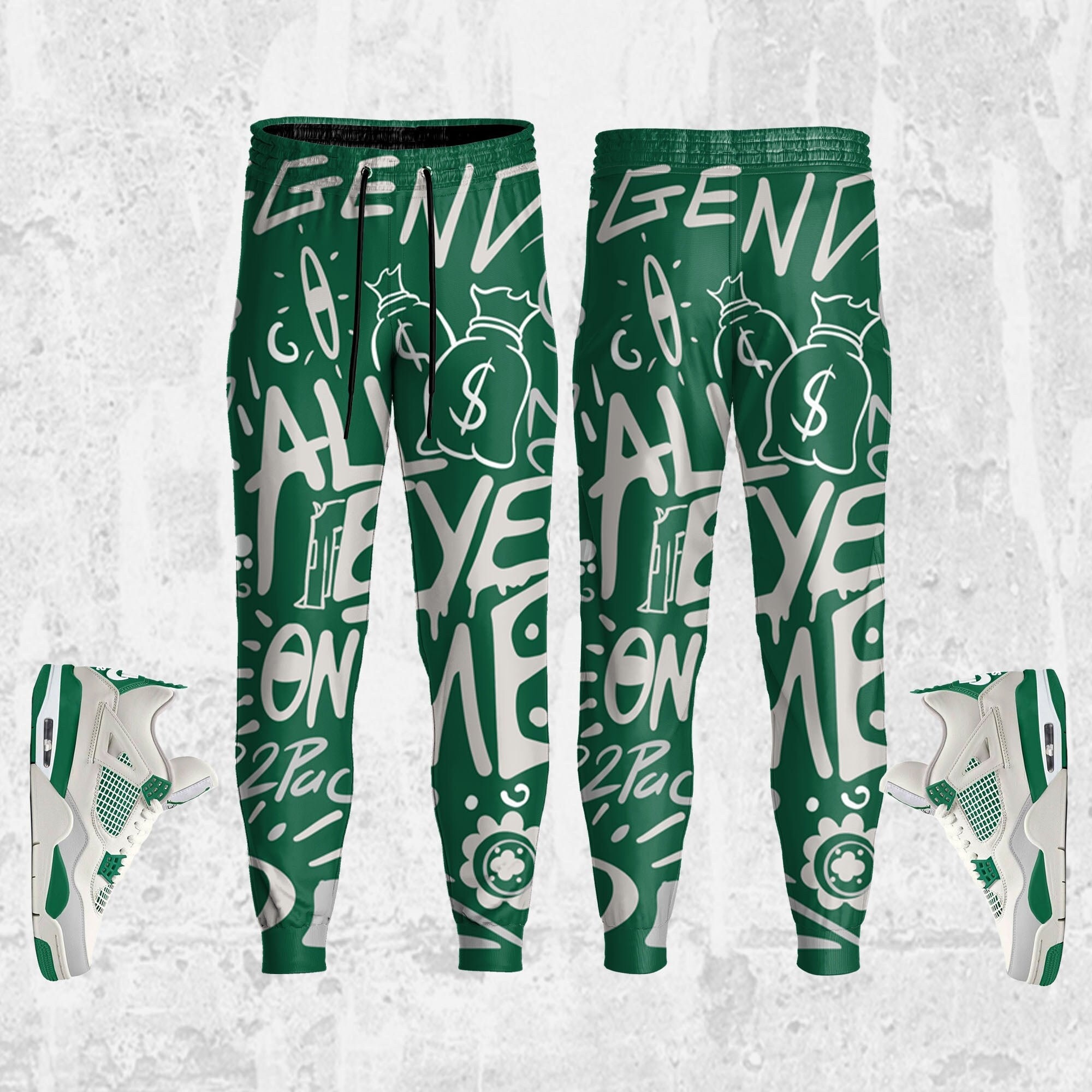 Doodle Eye ST Unisex Sneaker Pants match Jordan 4 SB Pine Green Outfit Sneaker, Pants match Jordan