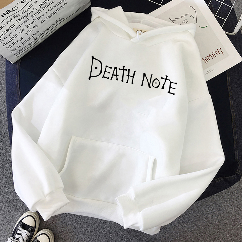 Anime Death Note Letter Hoodies Long Sleeve Tops Aesthetic Harajuku Oversized Print Streetwear Sweatshirt Women Unisex alx