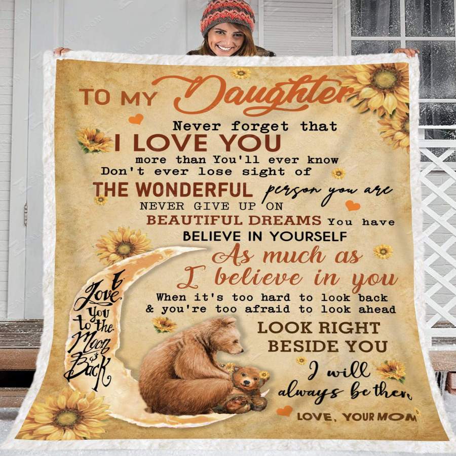 Zalooo – Custom Fleece Blanket – To my Daughter (Mom) – Mama Bear – Don’t ever lose sight