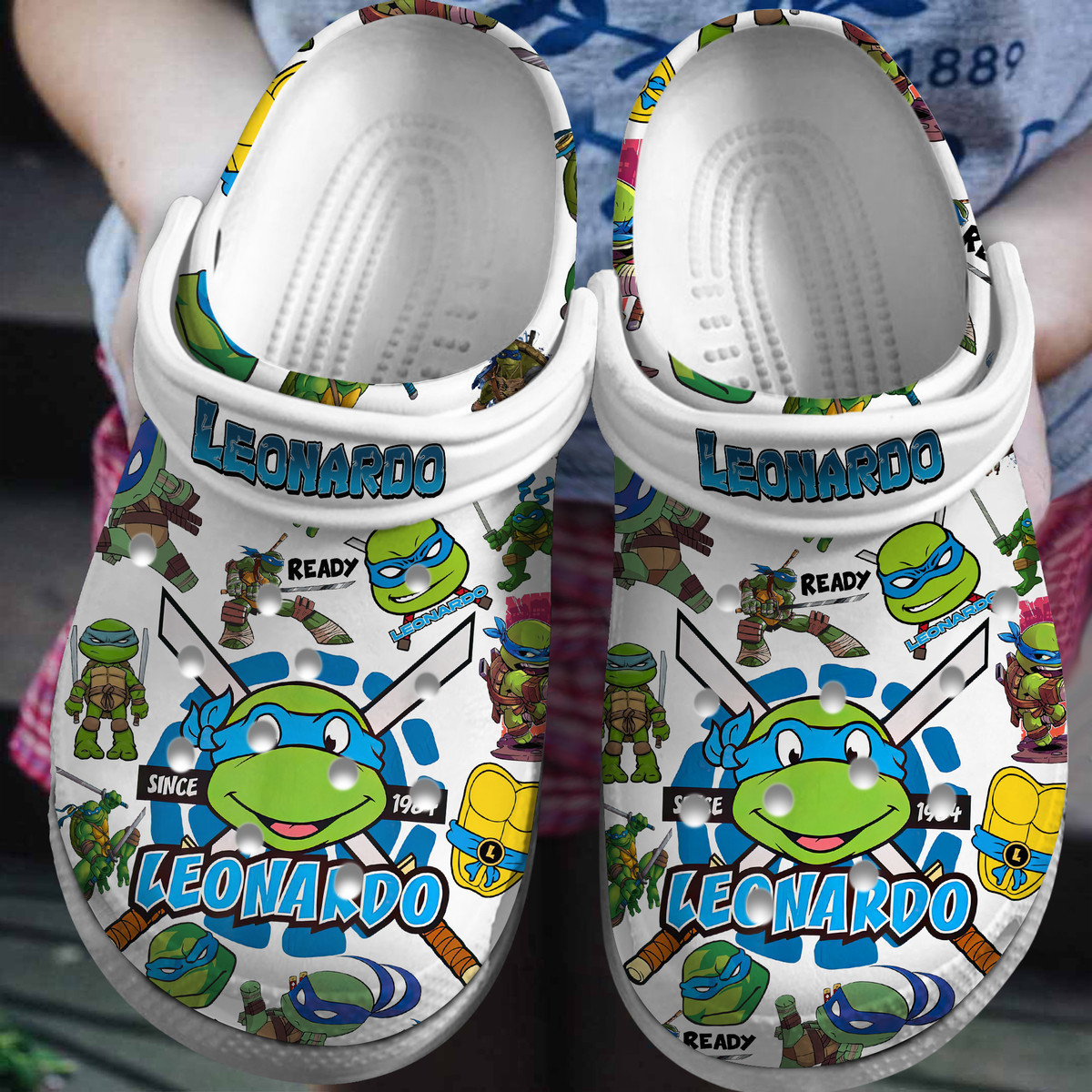 Teenage Mutant Ninja Turtles (LEONARDO) Cartoon Crocs Crocband Shoes Clogs For Men Women and Kids