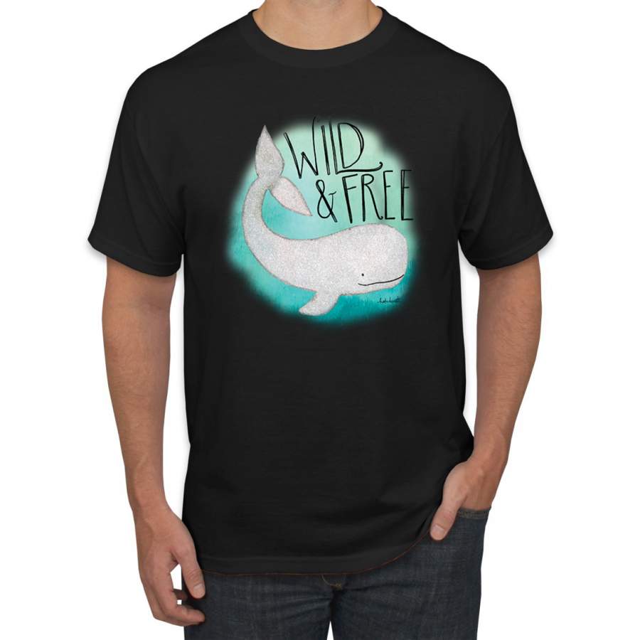 Cute Nautical Whale Wild and Free Animal Lover Mens T-Shirt