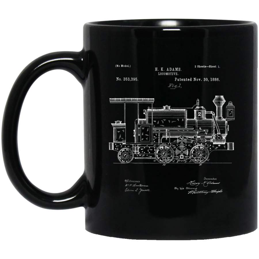 Vintage Patent Print 1886 Locomotive Steam Train _2615 Coffee Mug