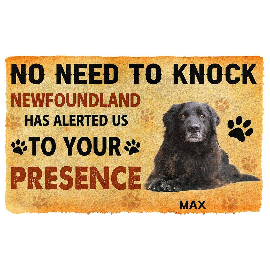 Gearhumans 3D No Need To Knock Newfoundland Dog Custom Name Doormat