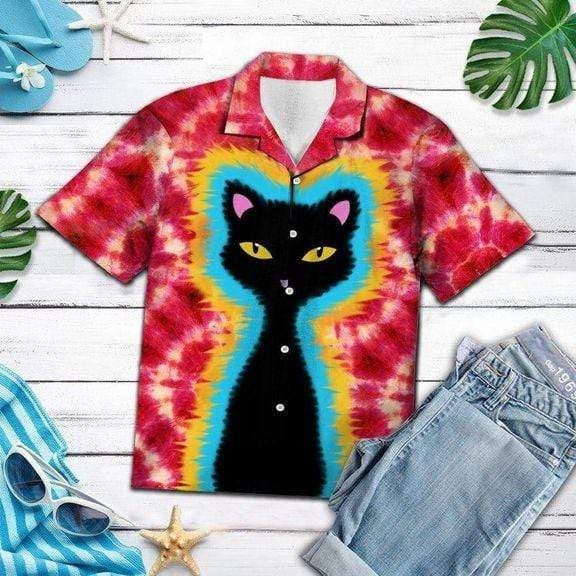 Hippie Black Cat Hawaii Aloha Shirts Ha100803