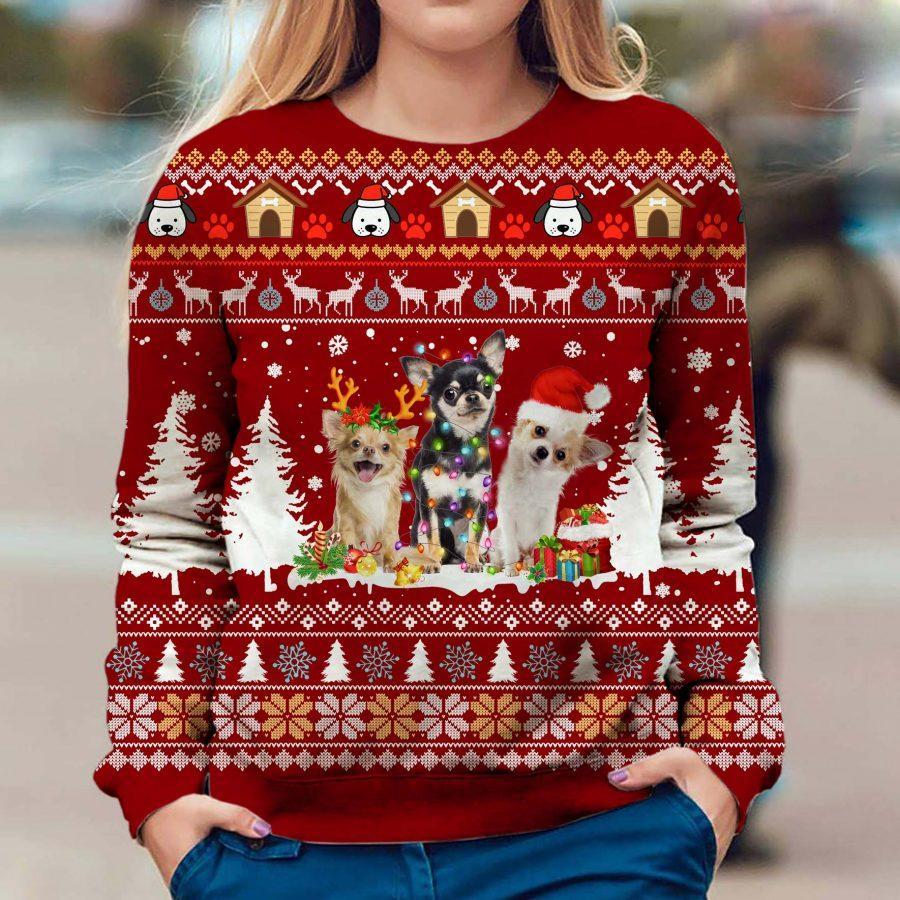 Chihuahua Christmas – Ugly Christmas Sweatshirt – 3D Sweatshirt