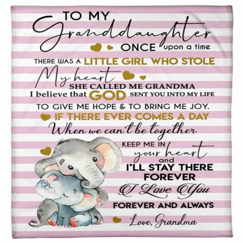 homesweetquilt – To My Granddaughter From Grandma Elephants fleece blanket, Small, Medium, Large, X-large, hf2608