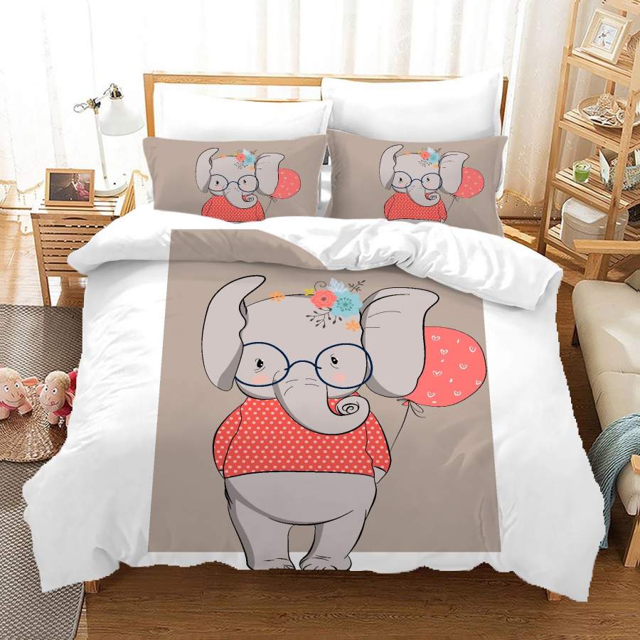 3D Cartoon Elephant Balloon Quilt Cover Set Bedding Set Duvet Cover Pillowcases A636 LQH