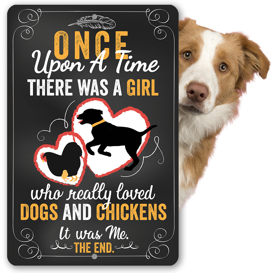 Chicken Coop Sign – Girl Who Really Loved Dogs and Chicken – 8″ x 12″ or 12″ x 18″ Aluminum Tin Awesome Metal Poster