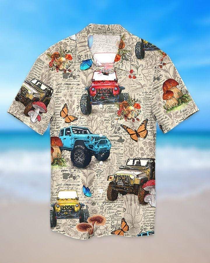 Amazing Insect With Jeep Hawaii Graphic Print Short Sleeve Hawaii Shirt Ha81587