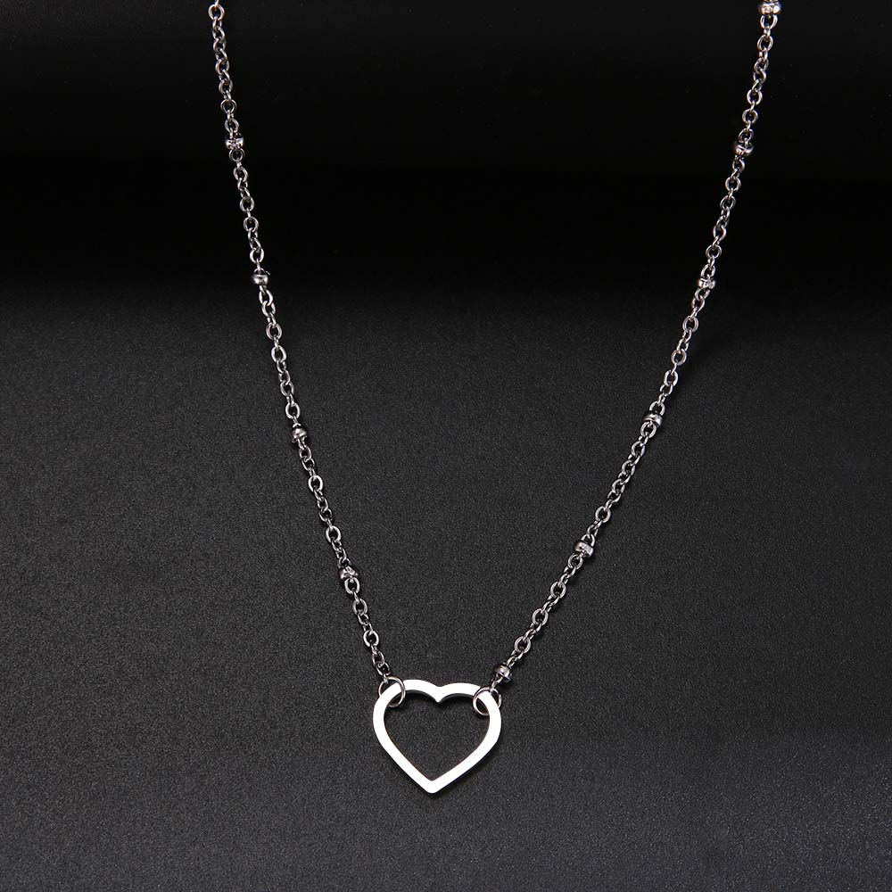 Sweet Cutout Love Heart Choker Necklace Statement Girlfriend Gift Cute Gold Color Stainless Steel Necklace Jewelry alx