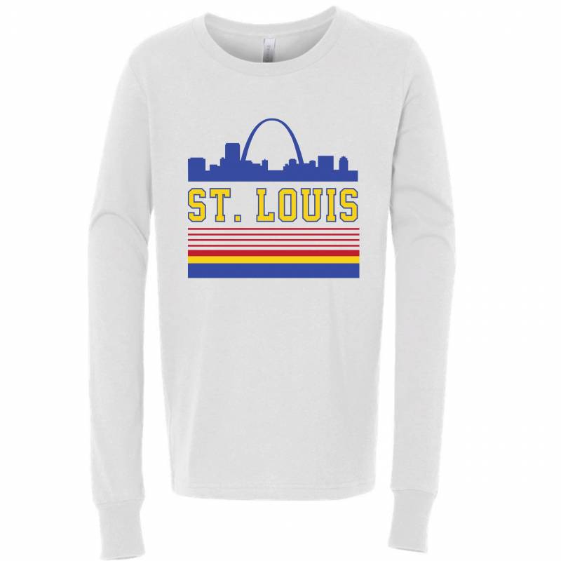 Retro St. Louis Arch Unisex Long Sleeve Youth T-Shirt - White | Spilent