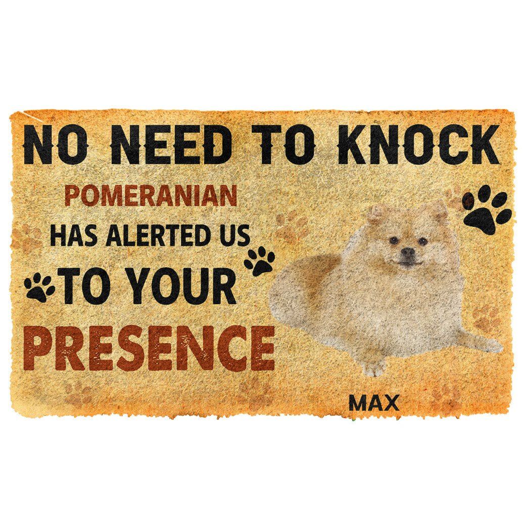 3D No Need To Knock Pomeranian Dog Custom Name Doormat