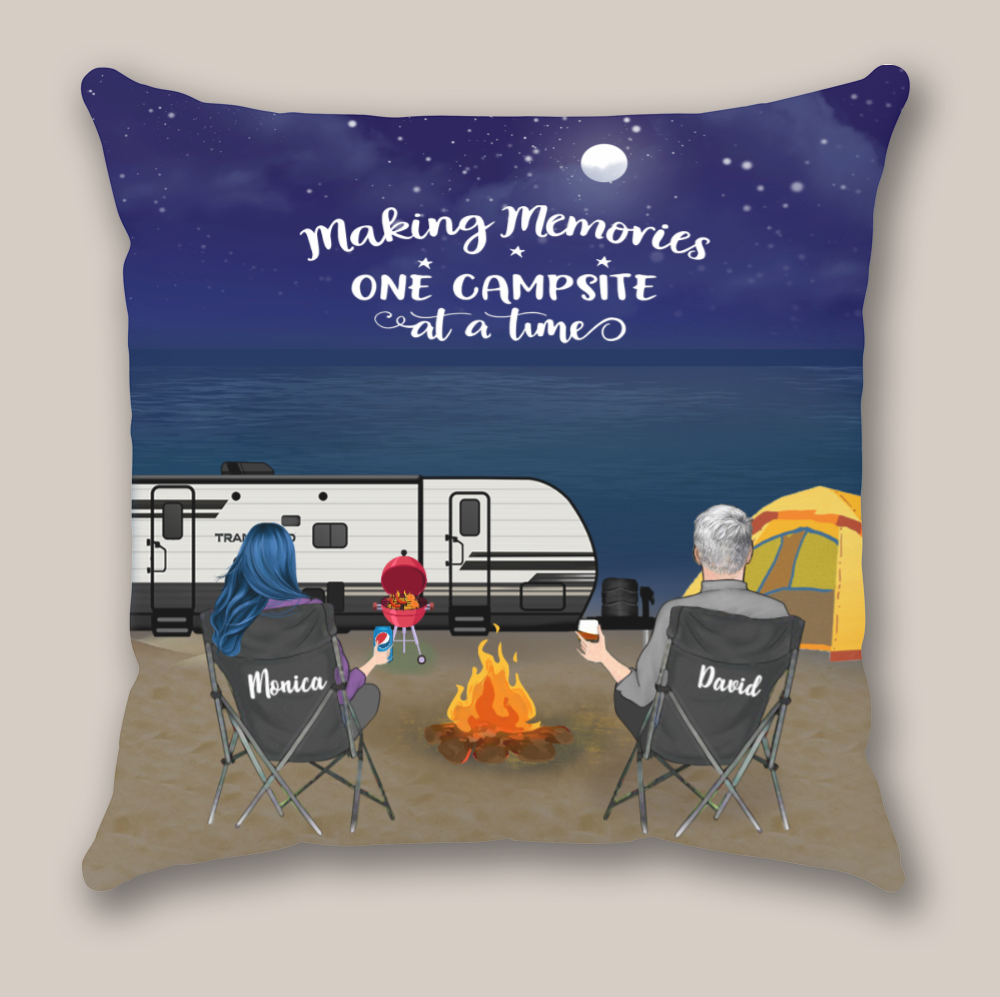 Personalized Camping Pillow Cover Gift For Couple – Valentines Day Gift For Him Her Boyfriend Girlfriend – Couple Night Beach Camping