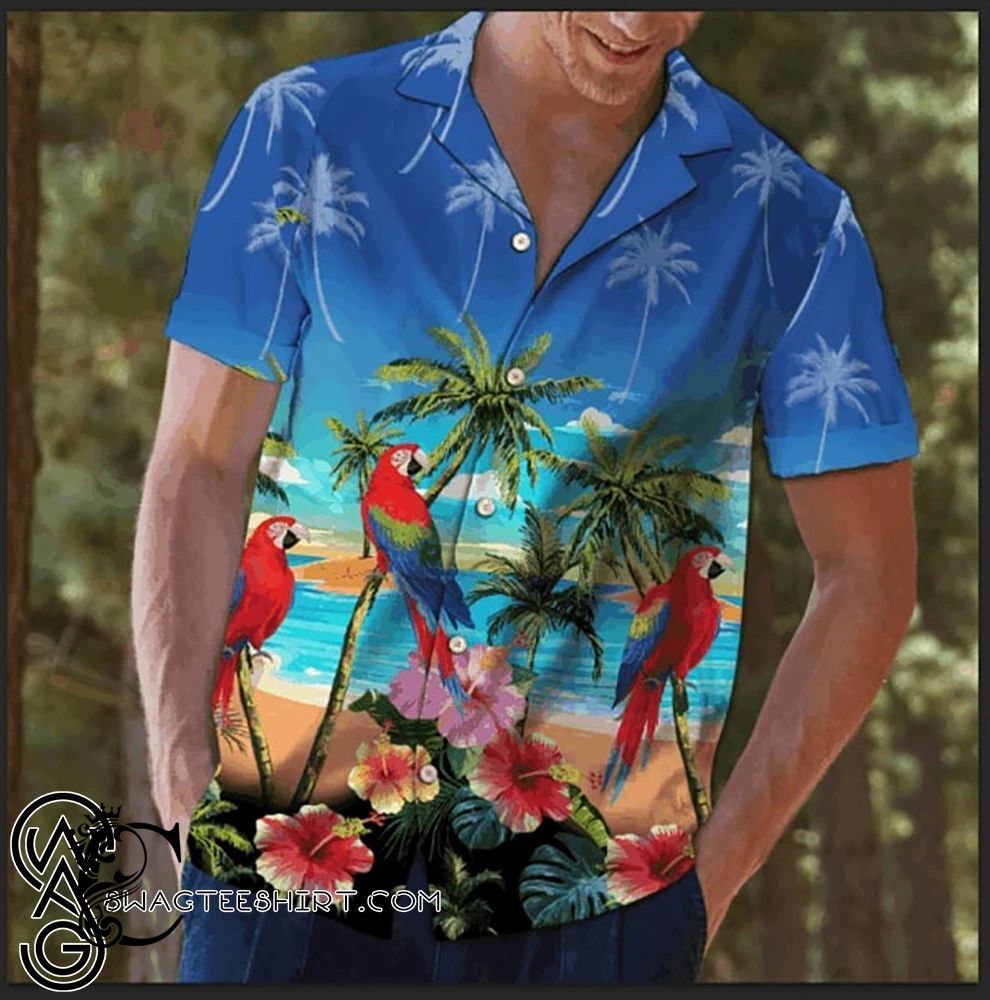 Beach Shirt Beach Hawaii Parrot Summer Hawaiian Shirt- Chillicothemall