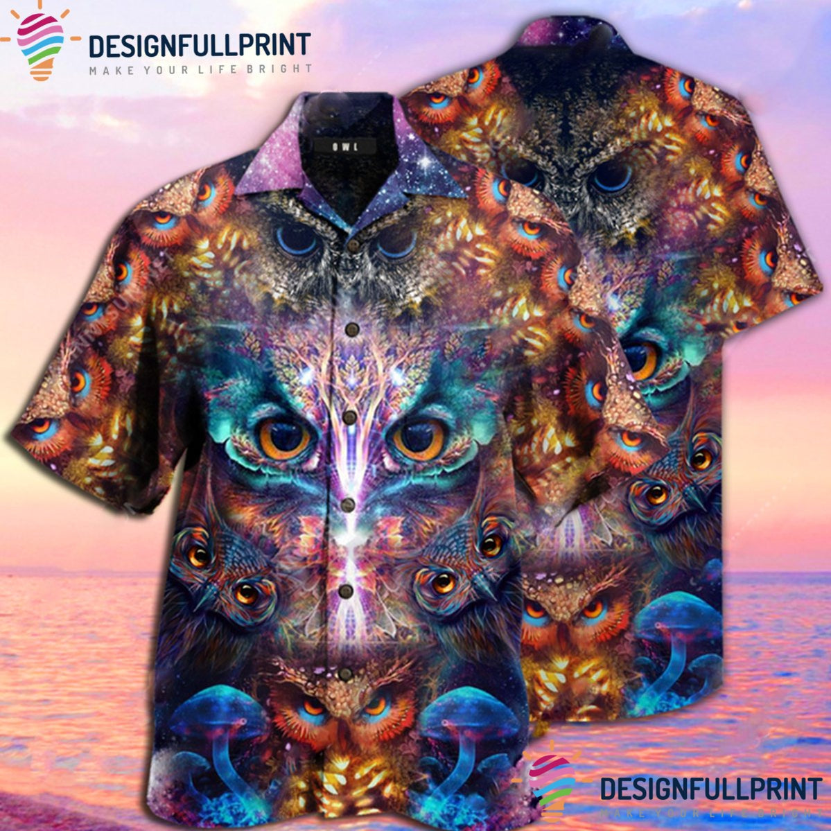 Awesome Owl Unisex Tropical Shirt Tropical Shirt Hawaiian Shirt For Men For Men Ln Gift For Hippie Summer Gift