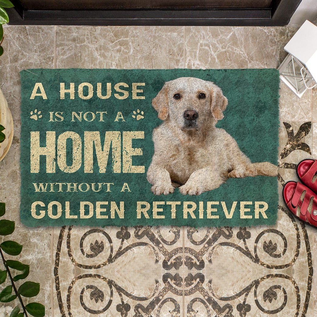 3D A House Is Not A Home Golden Retrievers Dog Doormat