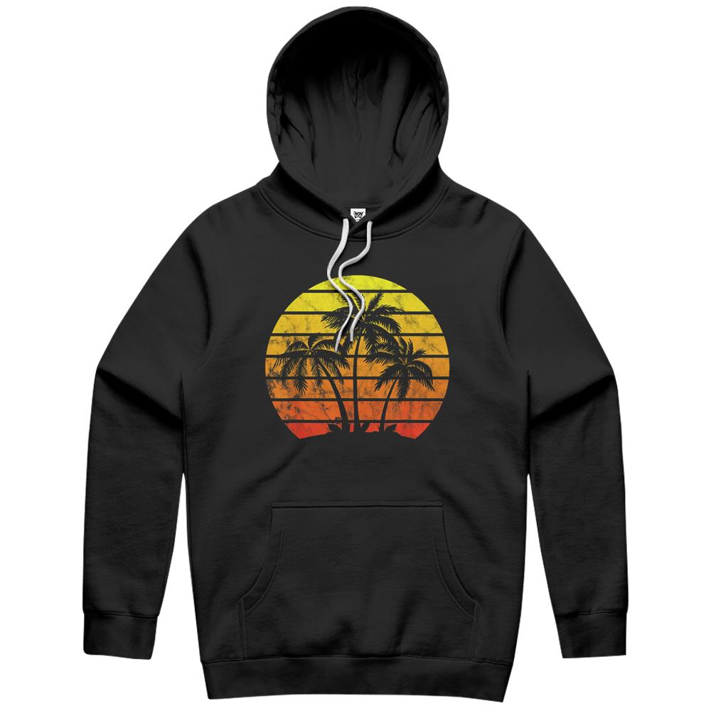 Retro Vintage Sunset Coco Palm Tree Shirts Tropical Beach Hoodie