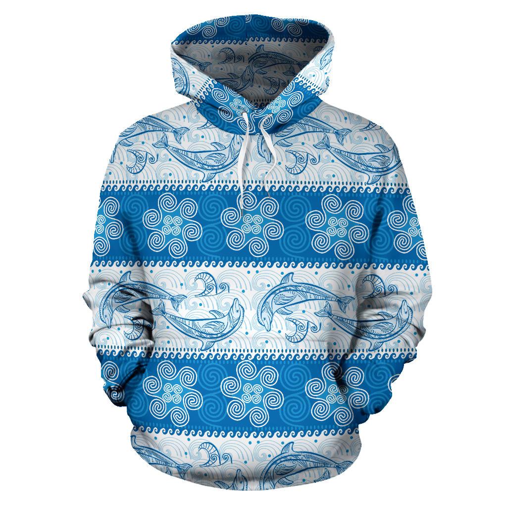 Dolphin Tribal Pattern Men Women Pullover Hoodie