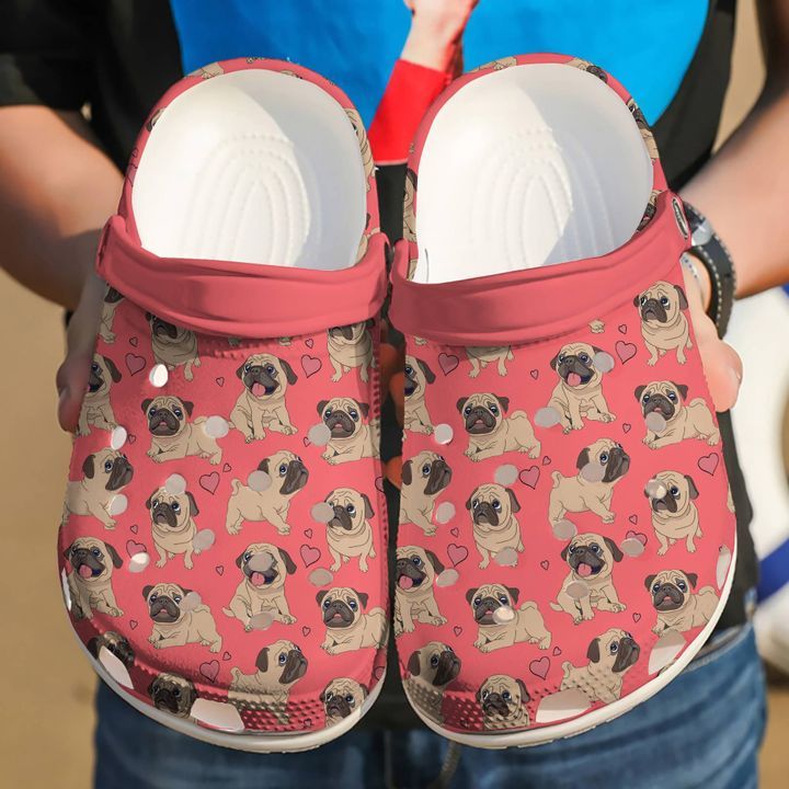 Pug I Love Pugs Sku 1893 Crocs Crocband Clog Comfortable For Mens Womens Classic Clog Water Shoes
