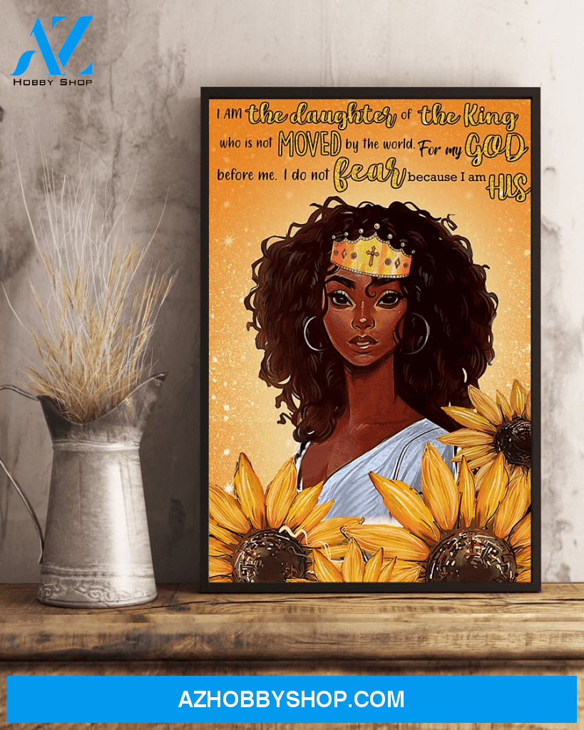 Black Queen Girl Sunflower Poster I Am The Daughter Of The Kings Vintage Poster Canvas