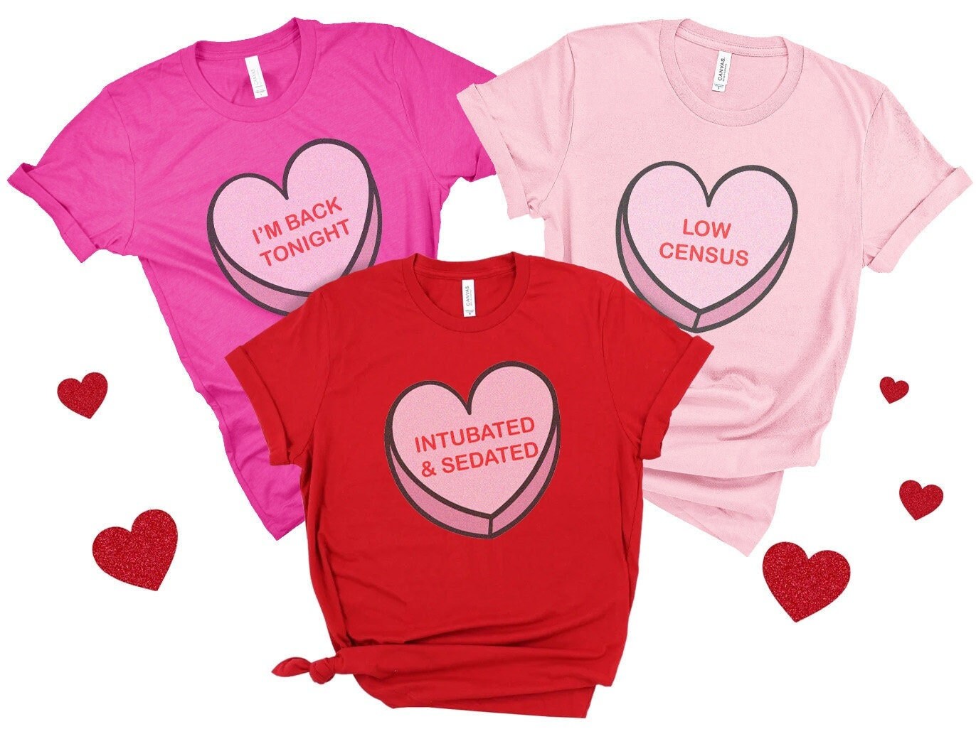 Nurse Valentine’s Day Group Shirts | ICU Nurse Vday T-shirt | ER ED Tech Critical Care Nurse Tshirt – Nurse Conversation Hearts Tee Gift