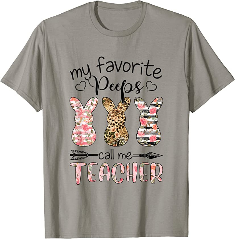 My Favorite Peeps Call Me Teacher Bunny Easter Leopard T-Shirt