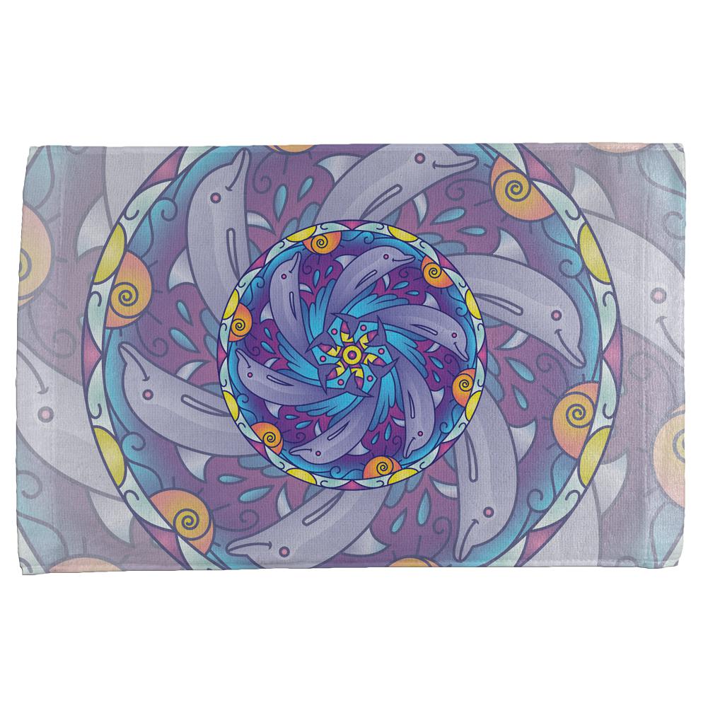 Mandala Trippy Stained Glass Dolphins All Over Hand Towel