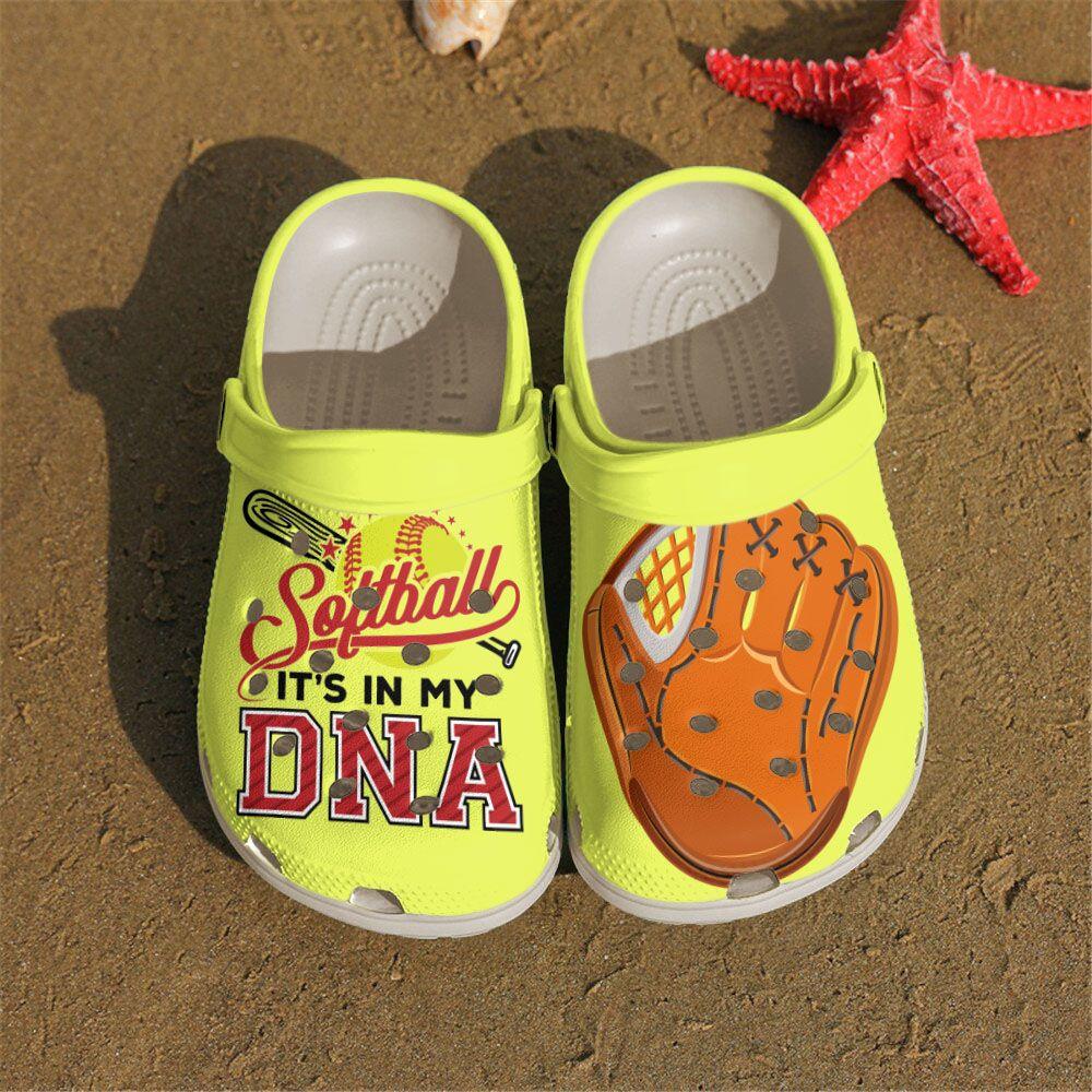 Softball Personalized Clog, Custom Name, Text, Color, Number Fashion Style For Women, Men, Kid, Print 3D It’S In My Dna