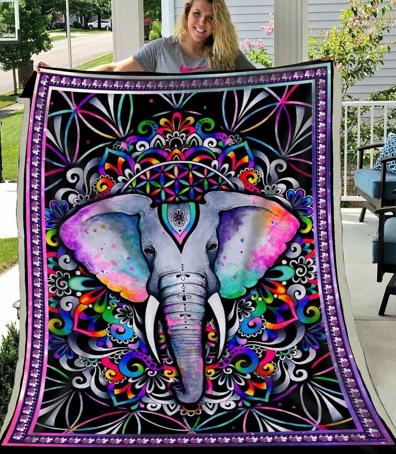 Hippie Elephant Dtc2210114 Fleece Blanket