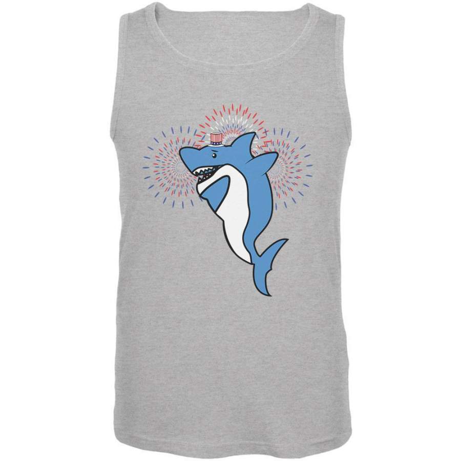 4th Of July Dabbing Shark Fireworks Mens Tank Top