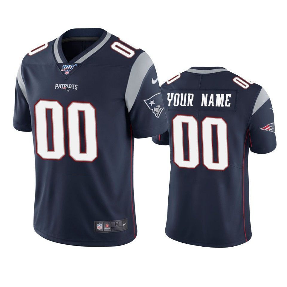 New England Patriots Custom Navy 100Th Season Vapor Limited 3D Jersey