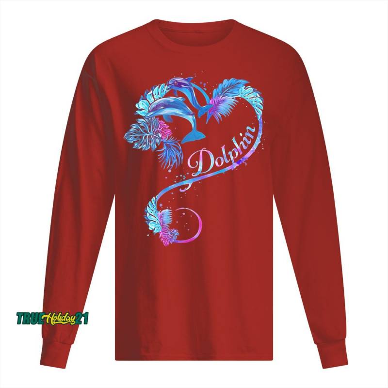 Dolphin Tropical Heart shirt Men’s Long Sleeved T-Shirt