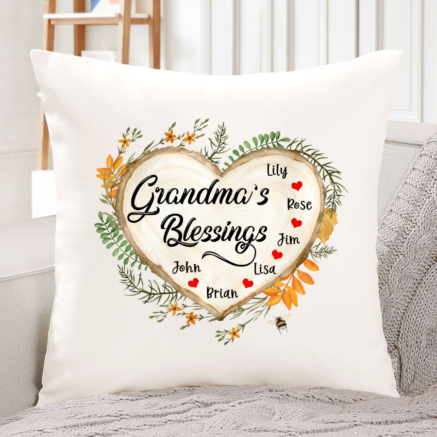 Grandma’S Blessings With Grandkids Names Pillow