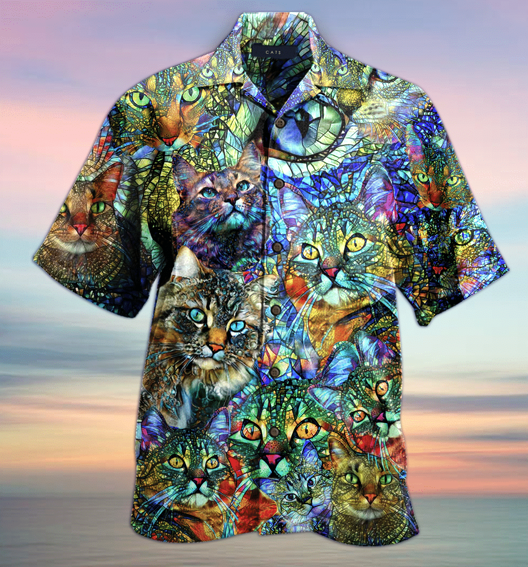 84DDTCT-Amazing Kaleidoscope Cat Unisex Hawaiian Shirt