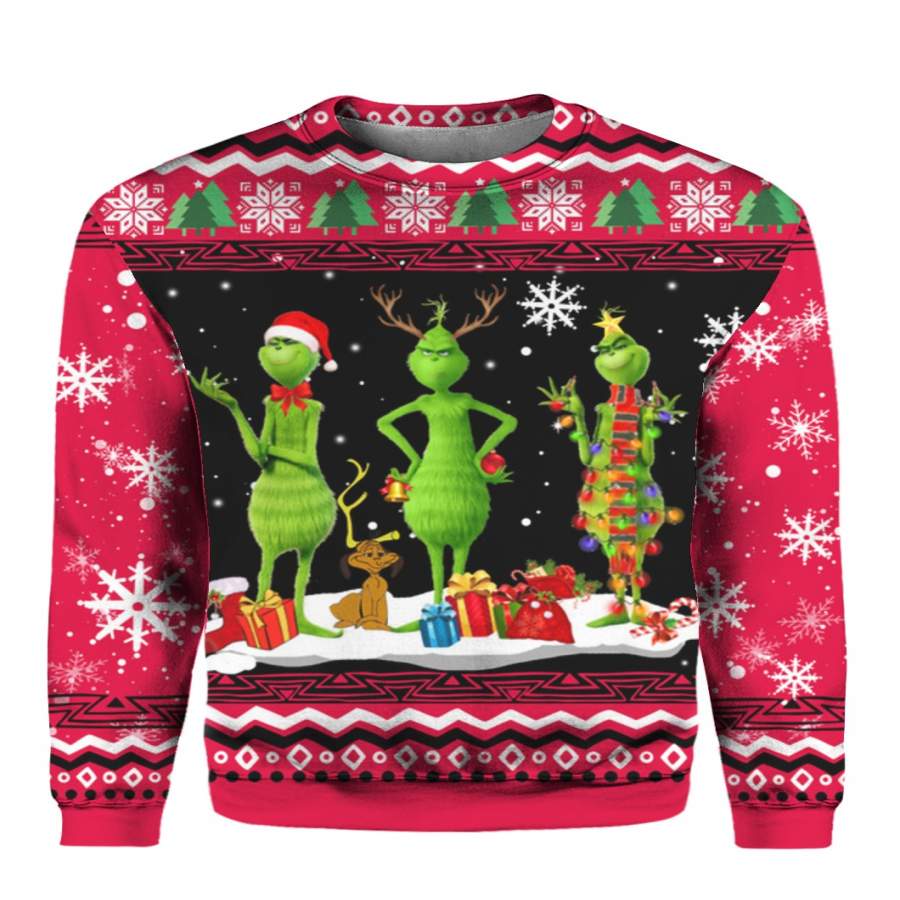 Tree Grinch 3D Print Ugly Christmas Sweater